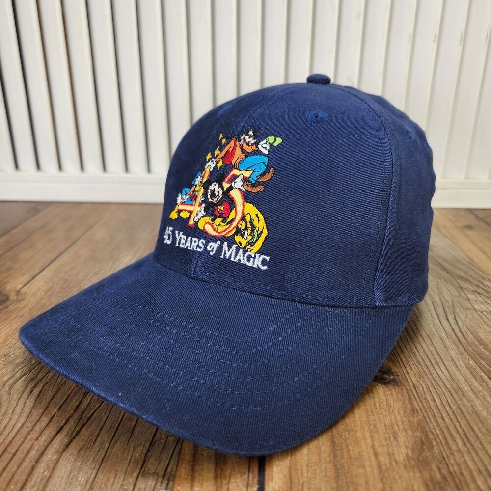 Disney World 45 Years of Magic Goofy's Hat Co Adjustable Baseball Cap Navy 2016